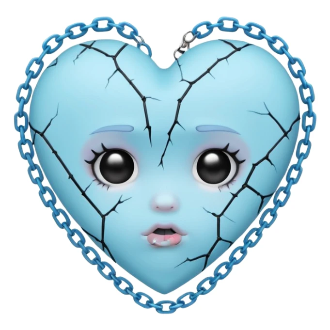 pastel goth heart with baby blue chains sticker