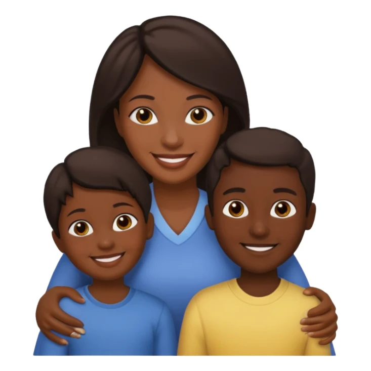 family dark skin one mother 2 children sticker