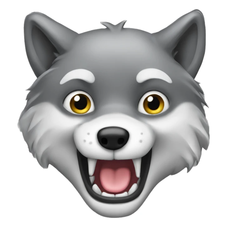 Face of Grey Wolf say hi with hand sticker