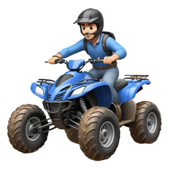 man riding an ATV, dynamic action pose, off-road vehicle, dust trail, 3D cartoon, mobile game icon style, clean background, no text, no watermark

 sticker