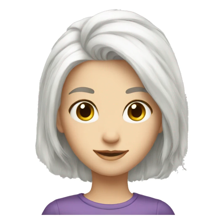 white hair with girl sticker