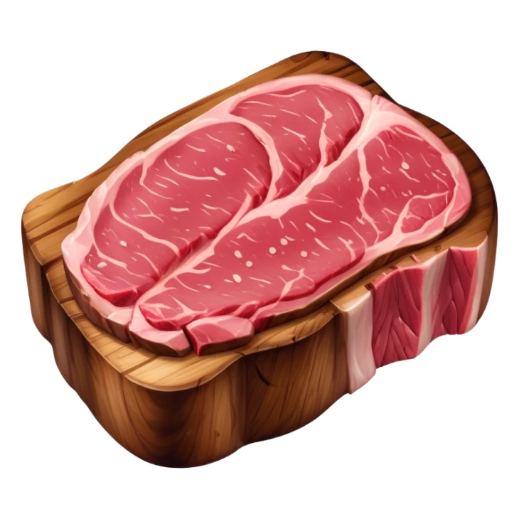 Cinematic thick-cut steak, perfectly seared with grill marks, a juicy pink center, rich and savory, warm glow, sizzling and mouthwatering, highly detailed and appetizing. sticker