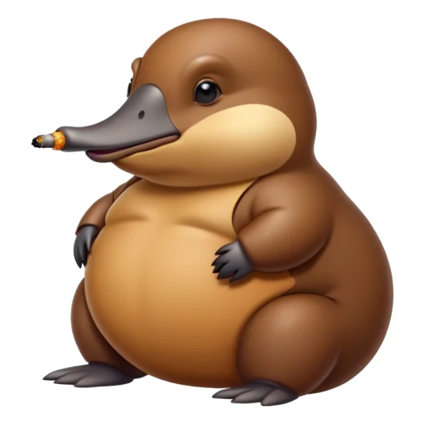 Fat platypus smoking cigarette sticker