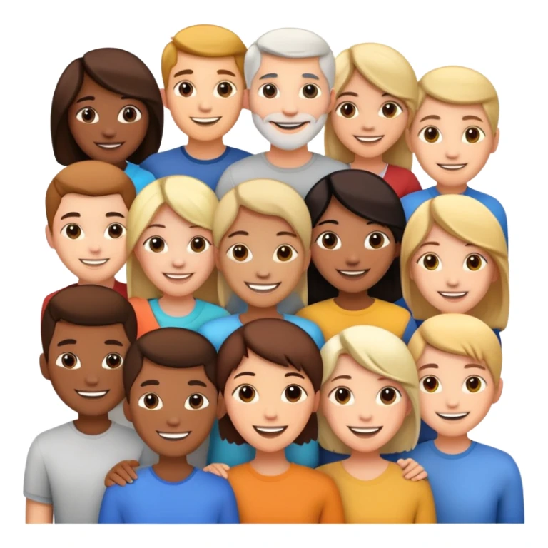 Diverse group of people standing together in a circle, happy faces sticker