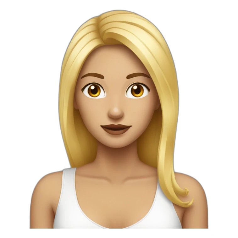 Femme blonde yeux marrons avec cheveux long lisse  sticker