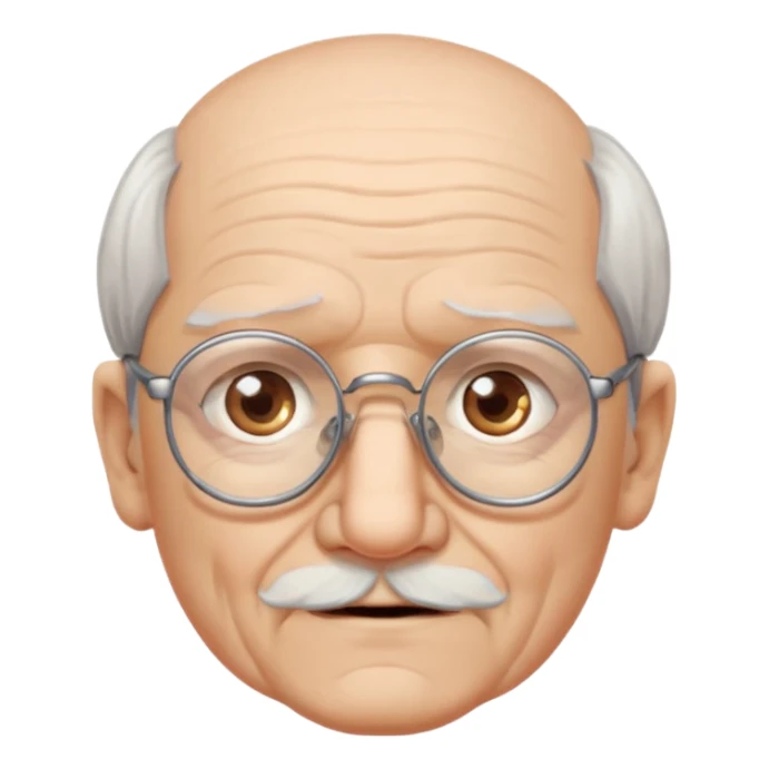 old man white neutral face with eyewear without moustache sticker