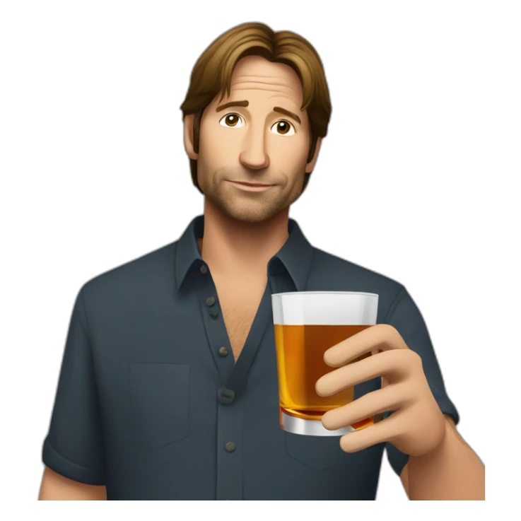 hank moody holds a glass of whisky and cigarettes sticker