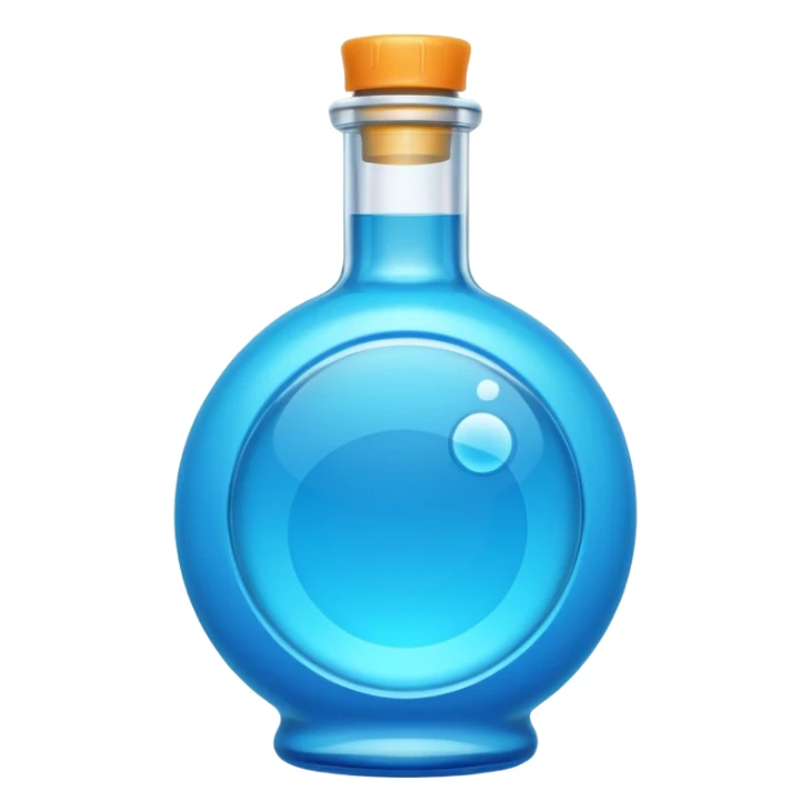 a blue motion tiled to the left, with a round glass bottle no handle, neon  sticker