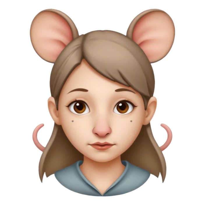 A girl with rat ears and rat nose sticker