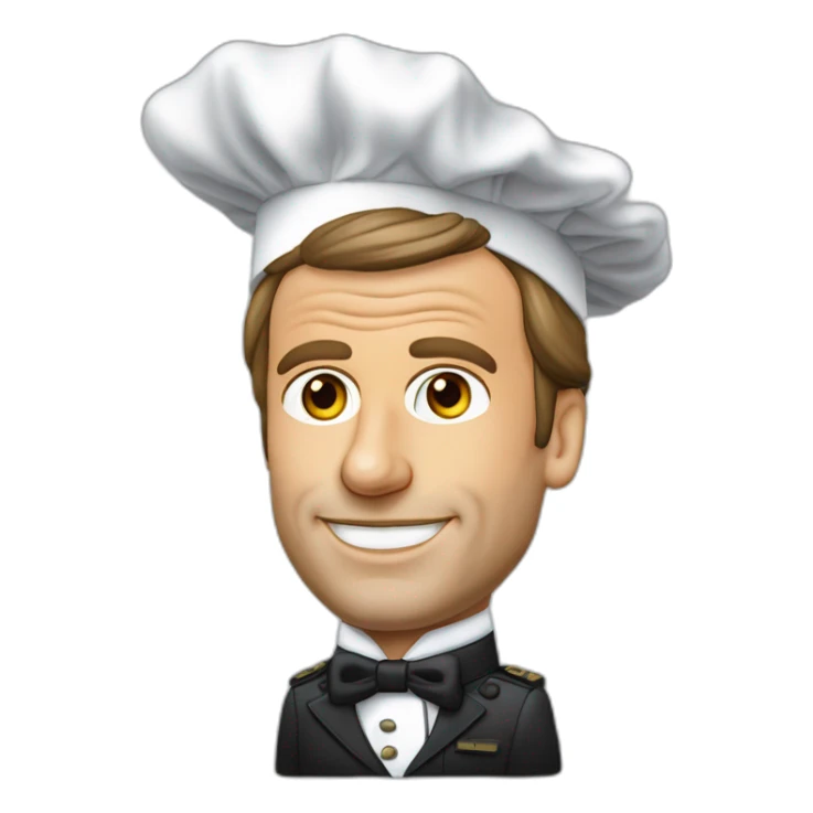 Le président Macron avec une toque de cuisinier sur la tête sticker