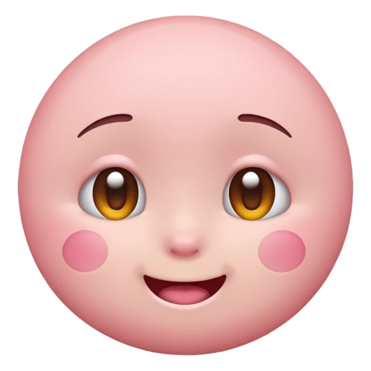 cute soft pink emoji, round and friendly, blushing cheeks, simple happy face sticker