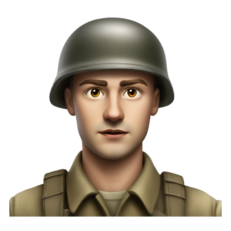 guy 28 years old german soldier in helmet 1940 photorealistic serious sticker