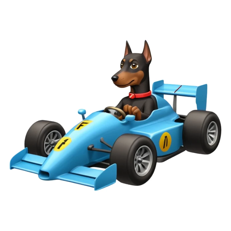 Doberman driving a F1 car sticker