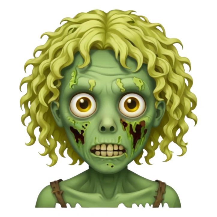 Uma zumbi verde de cabelo loiro cacheado  sticker