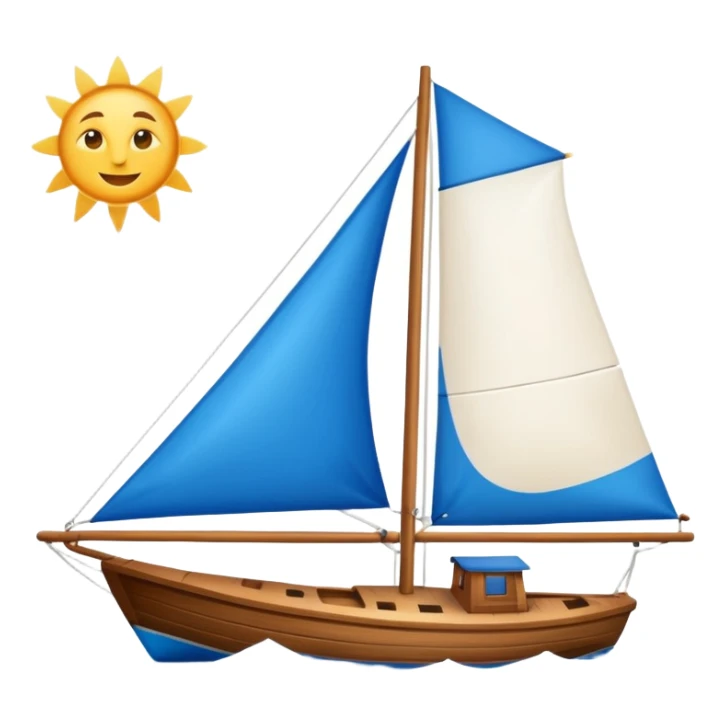 Sailboat – White sail on wooden hull sticker