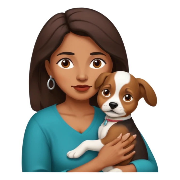middle age mexican woman with puppy showing passion - strong and barely controllable emotion sticker