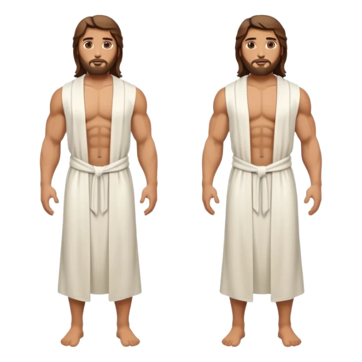 fullbody jesus christ jacked, sleeveless white robe front and backview sticker