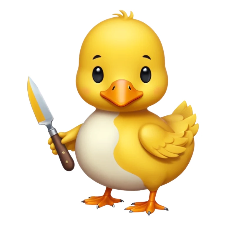 CREA UN PATO AMARILLO KAWAII SOSTENIENDO UN CUCHILLO sticker