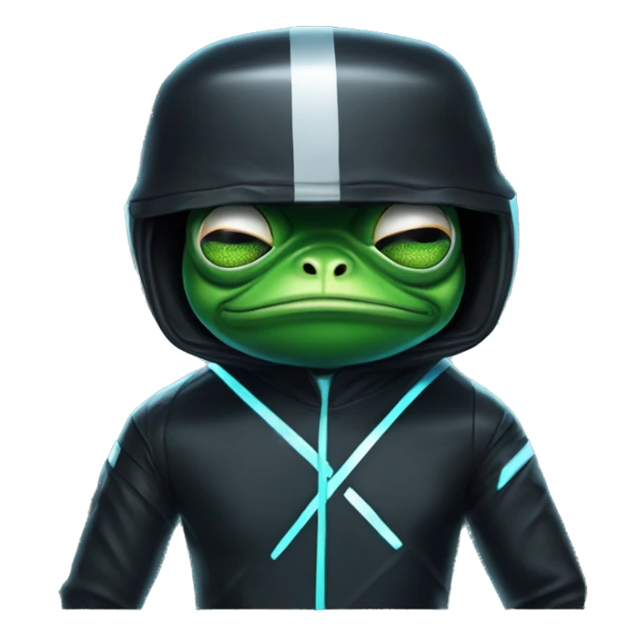 Pepe the frog wearing a Tron mascot, Tron bull, costume sticker