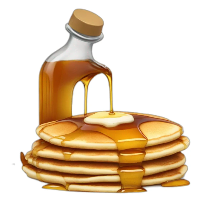Bottle of maple syrup pouring on pancakes sticker