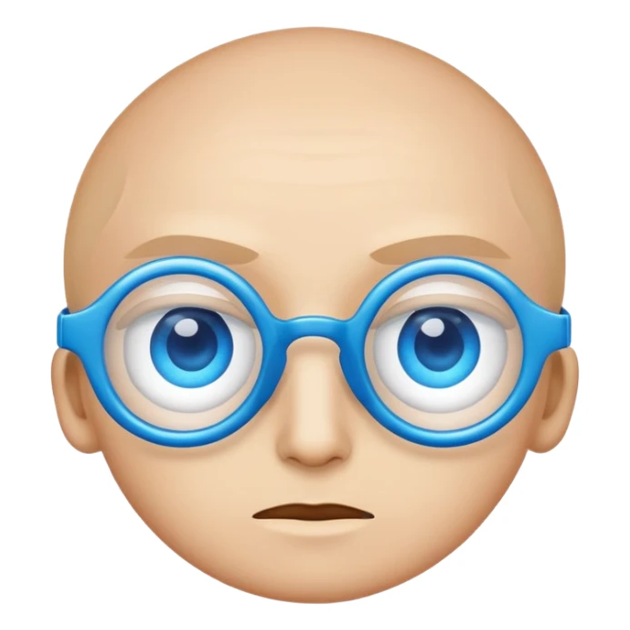 Two eyes looking forward, surrounded by blue glasses. Minimalist, modern emoji-style design with a focused expression. sticker