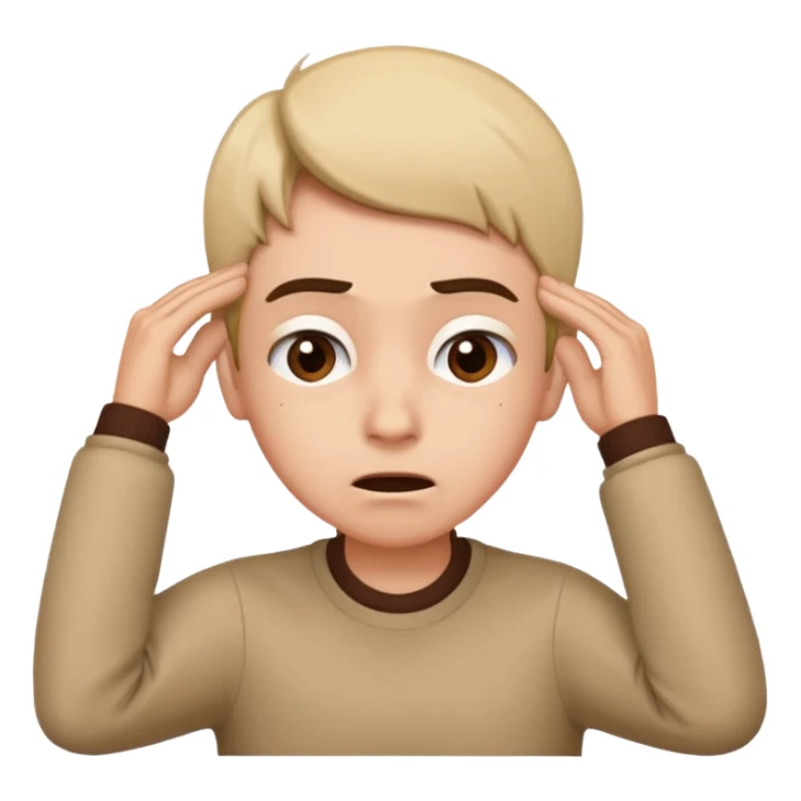 Person leaning forward with one hand behind their ear, eyebrows raised, confused face, as if saying "What? sticker