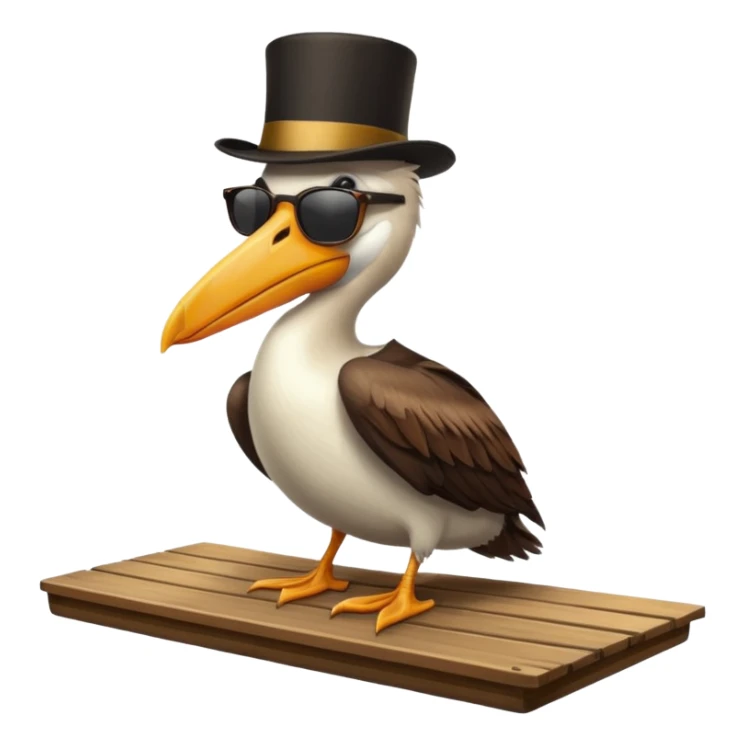 pelican with poise, wearing sunglasses and formal top hat sticker