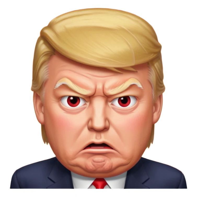 Donald Trump is vey furious. Red with anger. photorealistic sticker