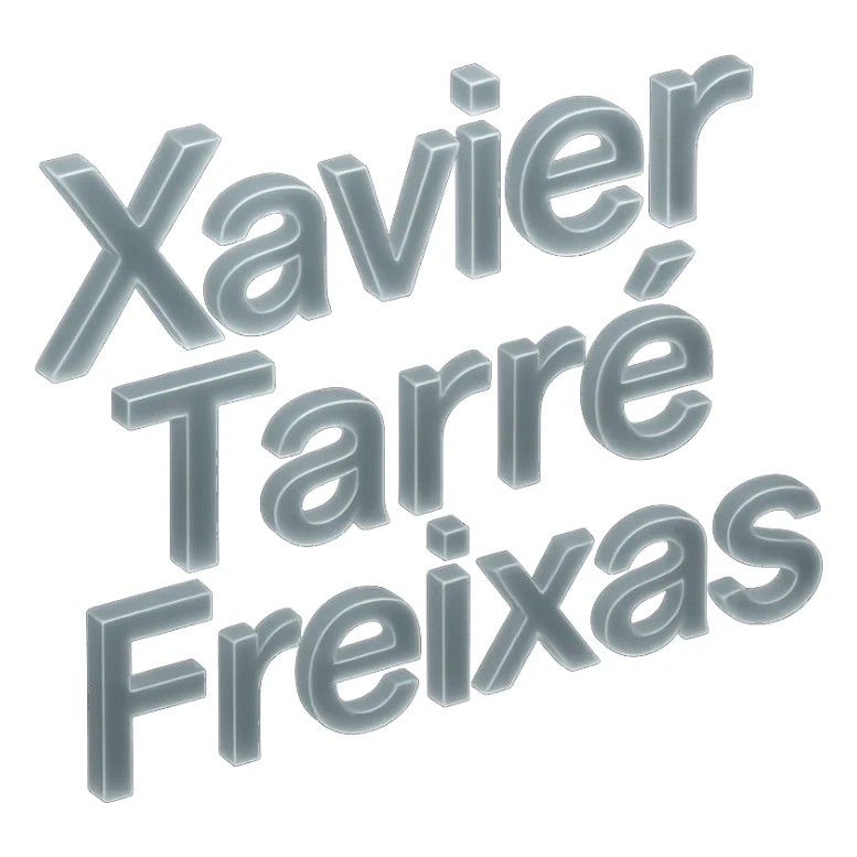 'Xavier Tarre Freixas' text in a modern and sleek matte glass style sticker