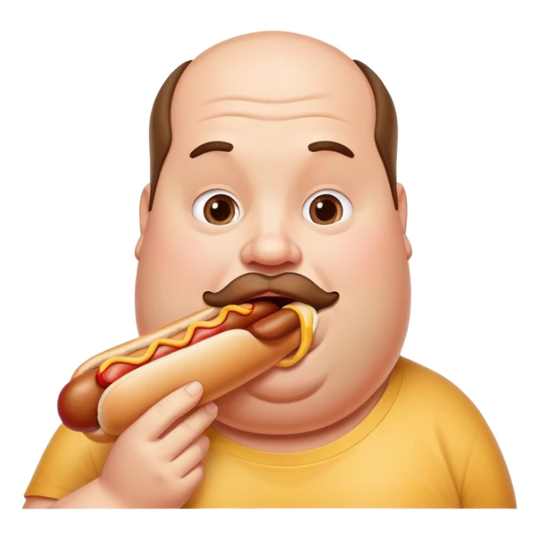 Fat guy with a hotdog in his mouth sticker