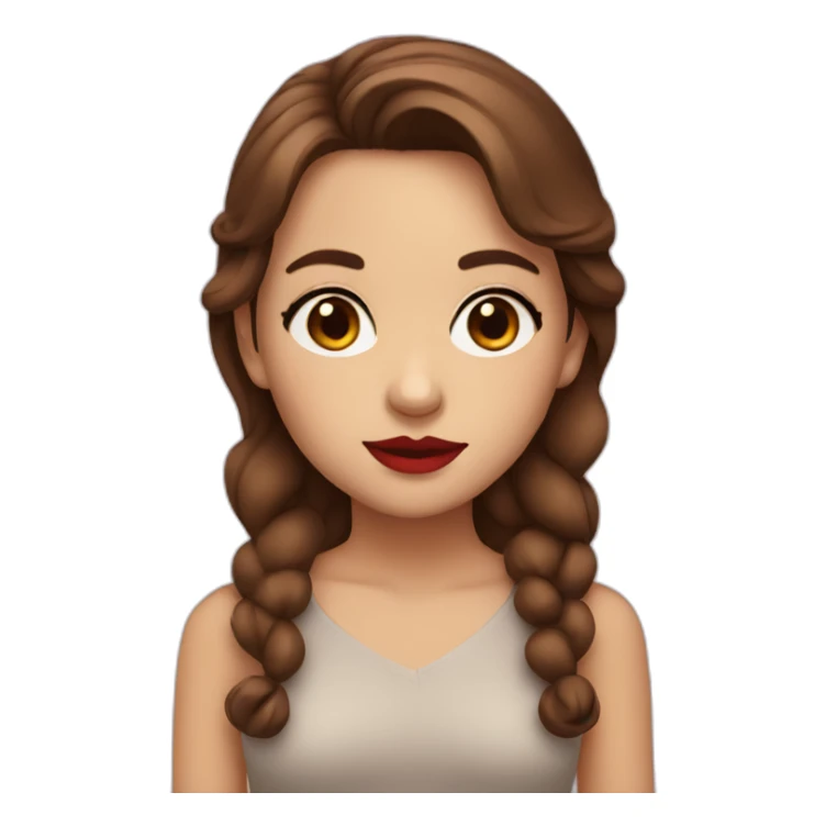 Girl with brown hair, brown not big eyes and big red lips sticker