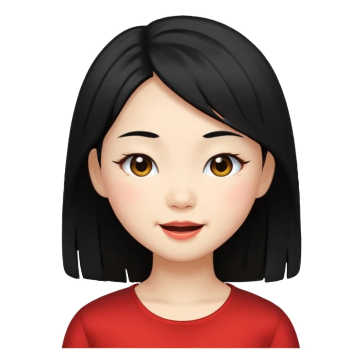 Chinese girl with black layered hair, winking sticker