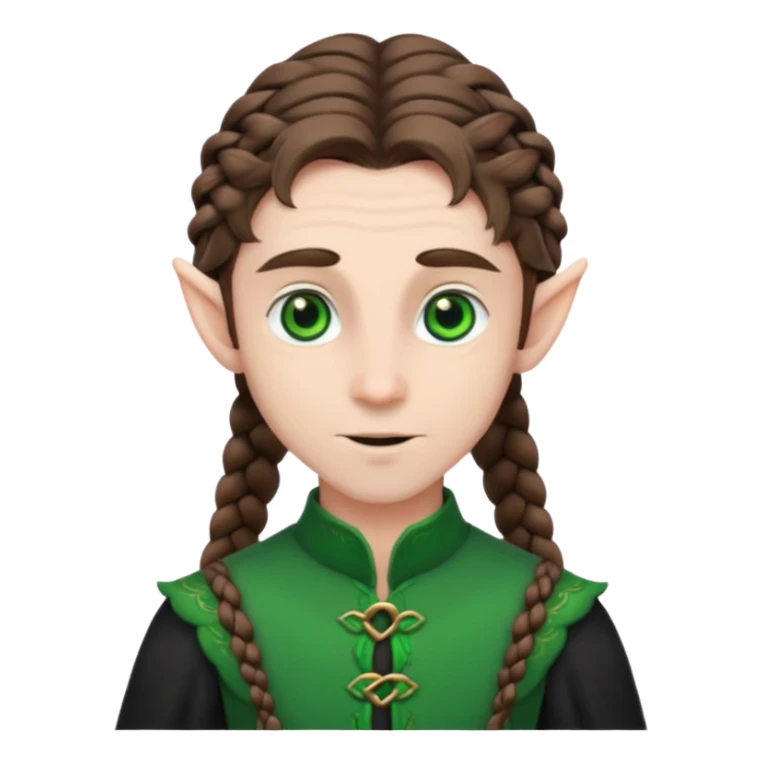 elves with braided brown  hair man black dree sticker