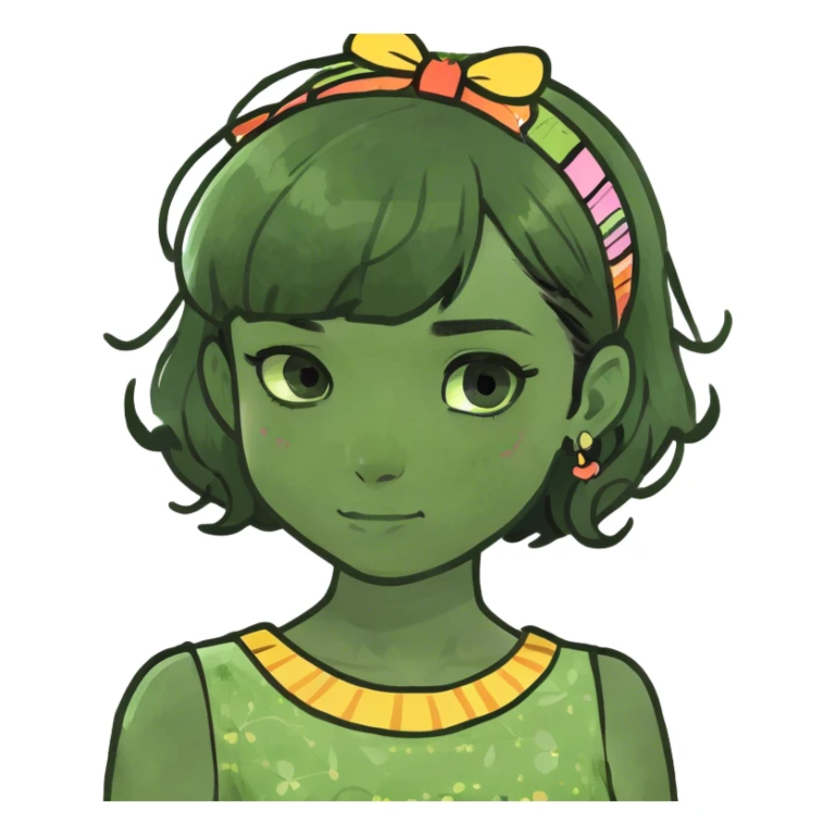 Girl with short black hair black eyes  sticker