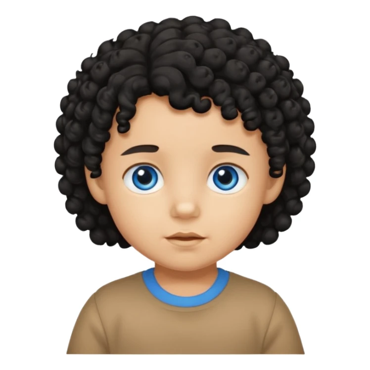 a tan toddler with black curly hair and blue eyes sticker