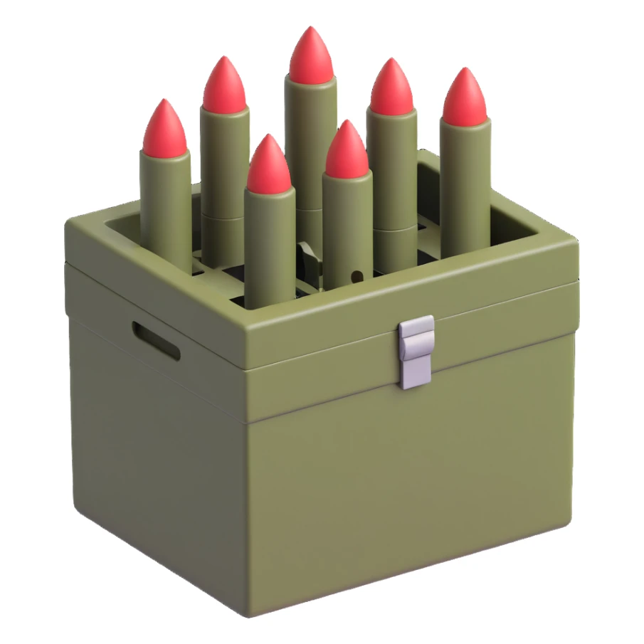 A military box filled with combat missiles sticker