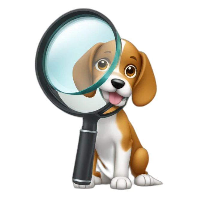 dog searching with a magnifier glass sticker