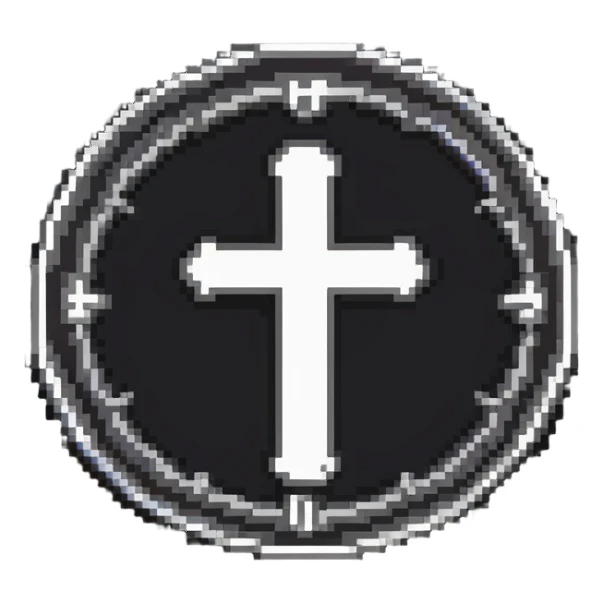 antique medieval silver coin with cross symbol sticker