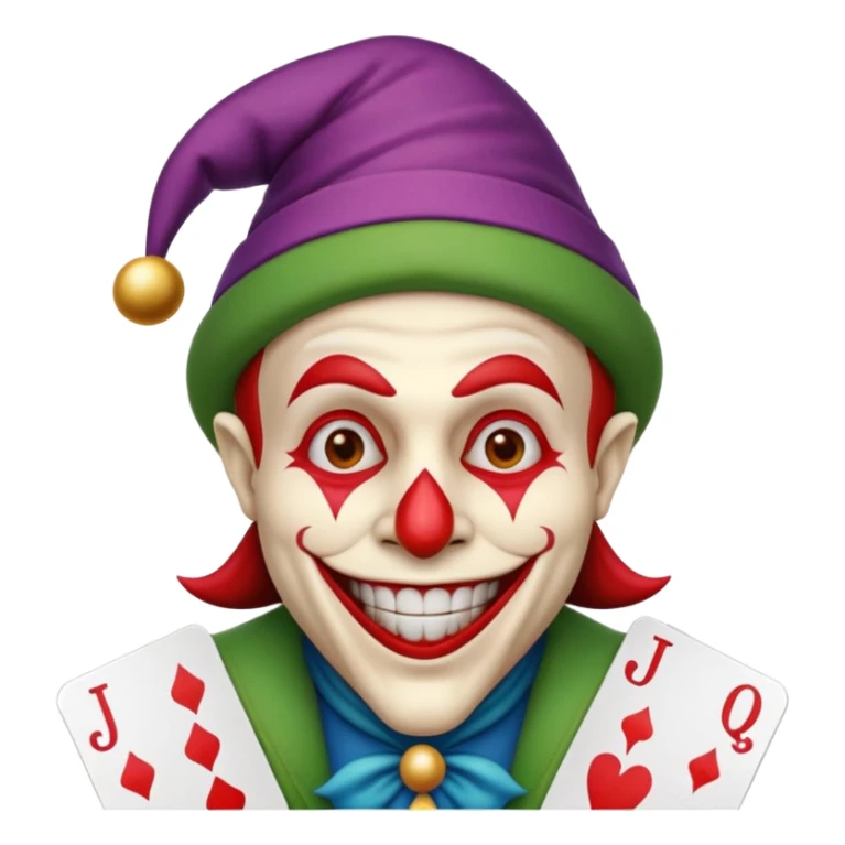 poker card with a funny jolly joker inside the card sticker