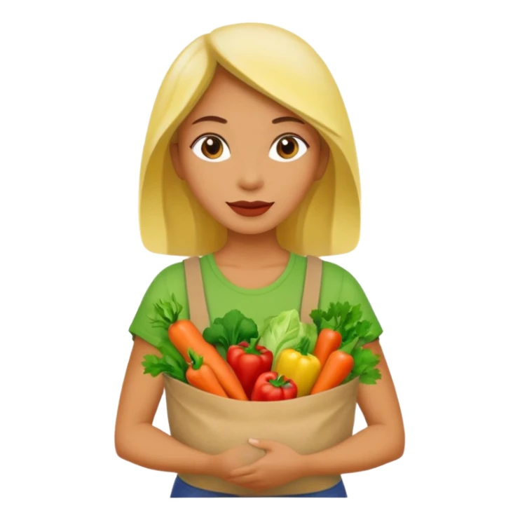 woman holding vegetables bag sticker