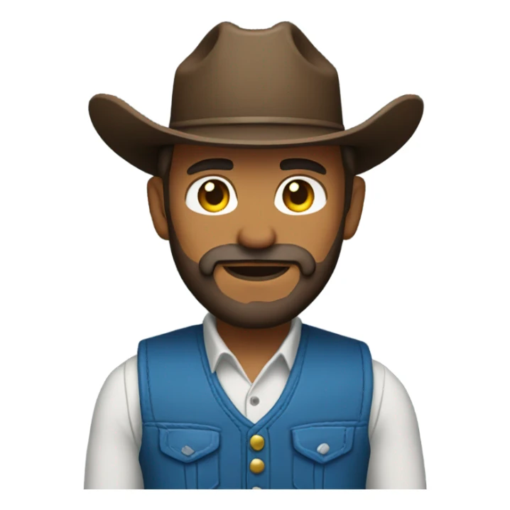 Cowboy with a  beard and blue vest sticker