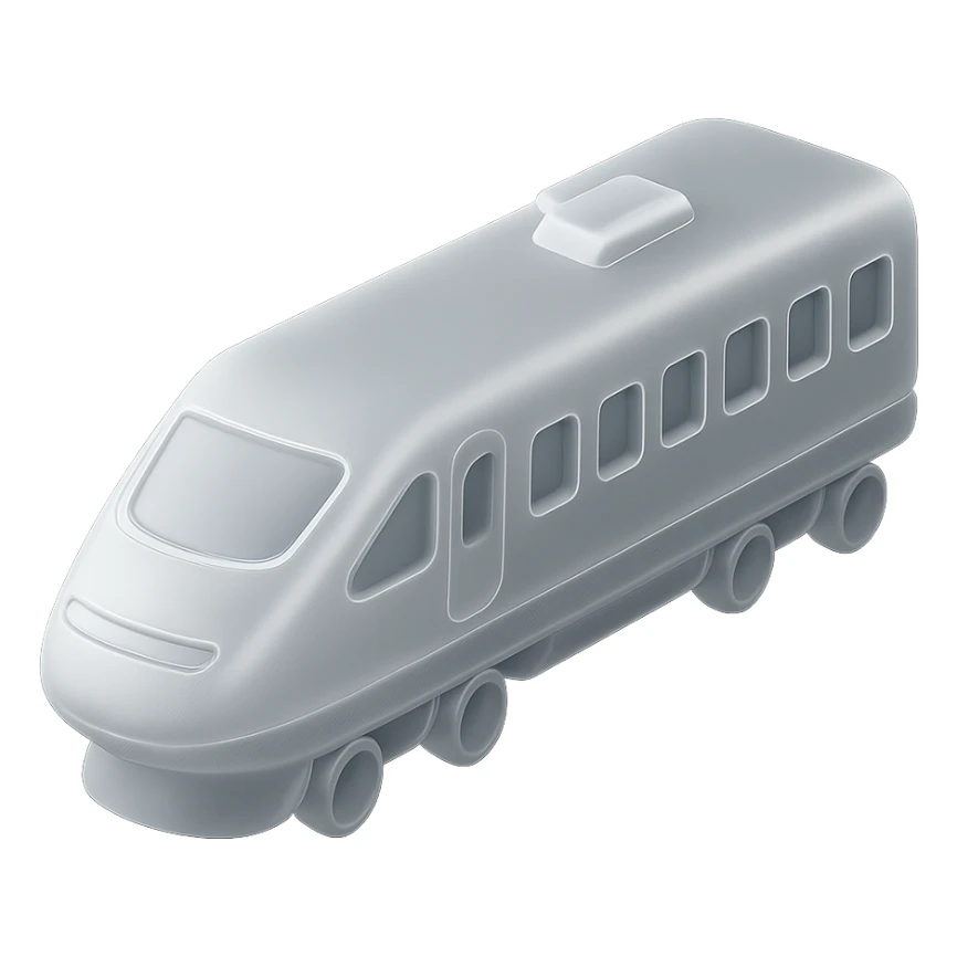 modern white train, matte glass style, minimalist sticker