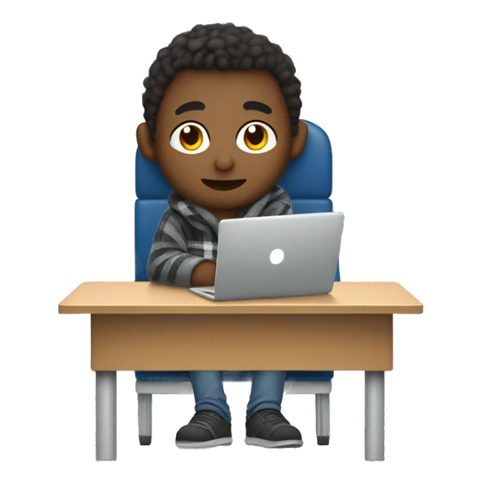 male student sitting at a school desk with a Chromebook wrapped in a blanket sticker