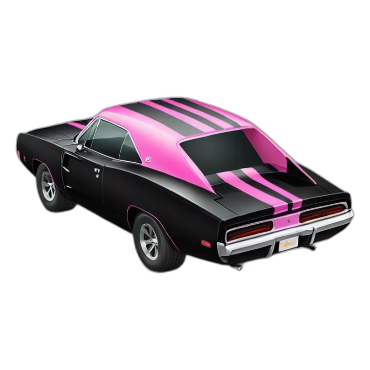 Black Dodge charger with pink stripes sticker