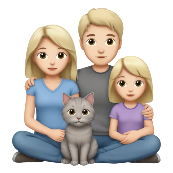 familia joven con un gato sticker
