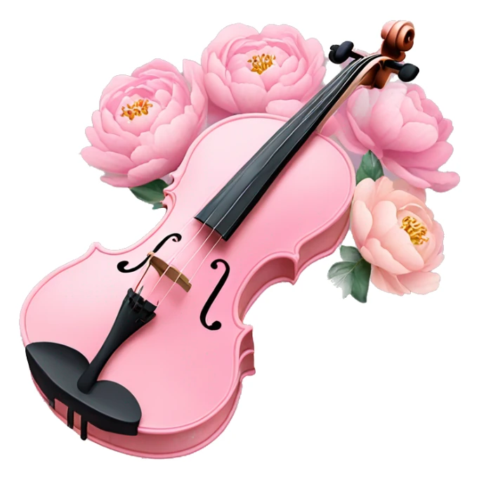 soft pastel pink violin with peonies and glitter sticker