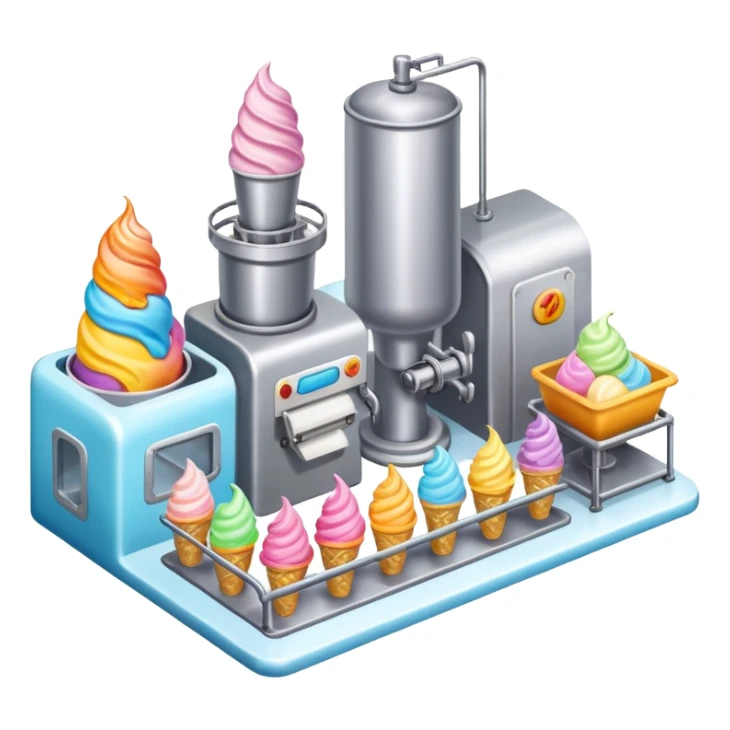 Ice cream factory with machines and production lines sticker