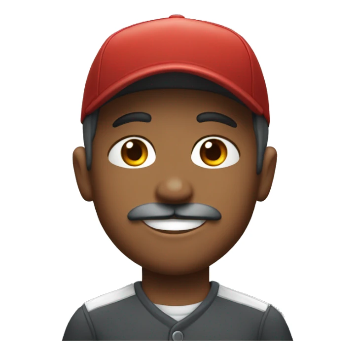 smiling boy in baseball cap with gray and red hair with thick mustache  sticker