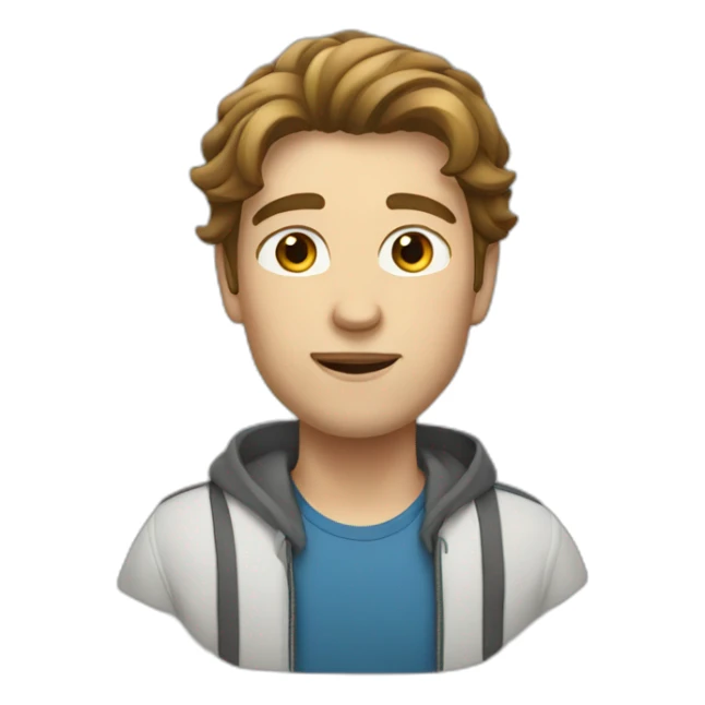 white male with medium long brown hair sticker