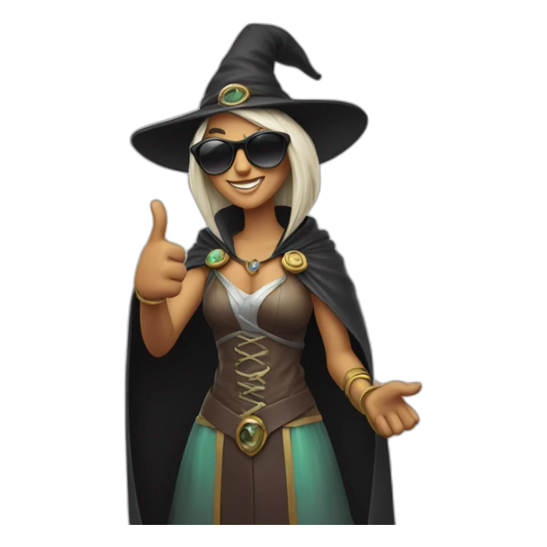 Sorceress wearing sunglasses and giving a thumbs up sticker